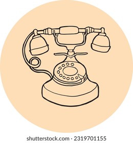 vintage call phone hand drawing illustration vector 