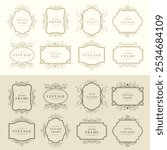 Vintage calligraphic decorative frames template set. Elegant retro ornamental borders, floral ornaments. Vector illustration