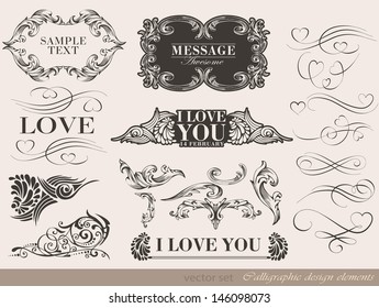 Vintage calligraphic design elements and page decoration/ vector set/  Perfect for invitations or announcements.