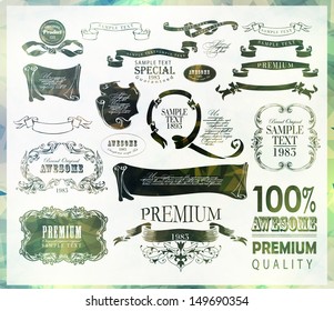 vintage calligraphic design elements and page decoration/ labels/ vector set