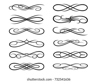 Vintage calligraphic. Design elements. Swirls vignettes. Vector illustration.
