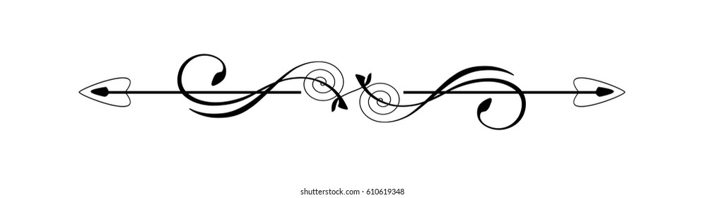 Vintage Calligraphic Divider - Decorative Border Element in Black Vector Isolated on White Background - for Ornamental Page Decor, Invitations, Cards, Business, Logo or Menu