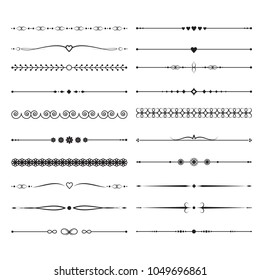 Diferentes caligráficos antiguos. Decoración de vectores de boda hecha a mano. Decoración de la frontera de bodas y ornamental, ilustración clásica victoriana ornamental