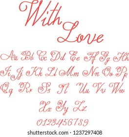 Vintage calligraphic font. Vintage decorative vector alphabet. V