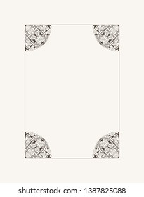 Vintage calligraphic frame. Black and white vector border of the invitation, diploma, certificate, postcard. Empty blank and place for text.