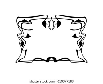 Vintage Calligraphic Frame - Decorative Floral Element with Lines, Flourishes, Scrolls and Swirls Isolated in Black Vector - for Page Decor, Borders, Letters, Invitations, Cards, Logo or Menu