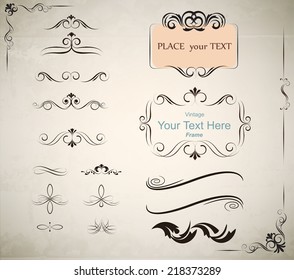 vintage calligraphic  frame and element. Using for page decoration,Vector EPS10