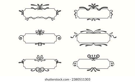 Kalligraphische Rahmenelemente aus Vintage. dekorative Vintage-Rechteck-Ornamente und Ziergrenze