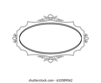 Vintage Calligraphic Frame - Round Decorative Floral Element with Lines, Flourishes, Scrolls and Swirls Isolated in Black Vector - for Page Decor, Borders, Letters, Invitations, Cards, Logo or Menu