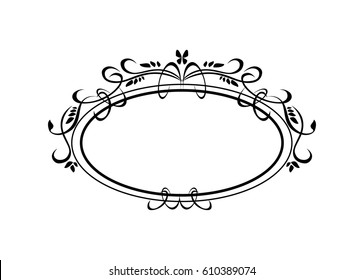 Vintage Calligraphic Frame - Round Decorative Floral Element with Lines, Flourishes, Scrolls and Swirls Isolated in Black Vector - for Page Decor, Borders, Letters, Invitations, Cards, Logo or Menu