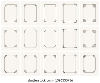 Vintage calligraphic frame set. Black and white vector border of the invitation, diploma, certificate, postcard. Empty blank and place for text