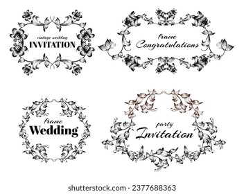 Vintage calligraphic frames in black colour	