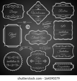 Vintage Calligraphic Frames with Design Elements. Set of Labels.