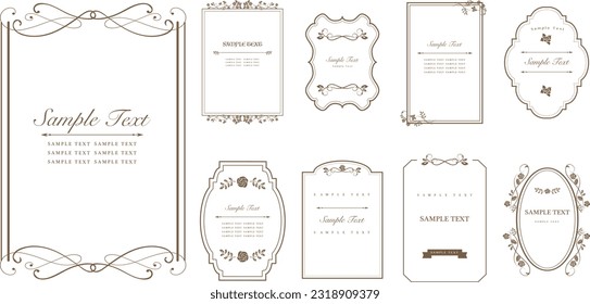 Vintage calligraphic frames. Isolated borders vector set