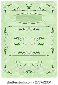 Marcos caligráficos vintage y fondo de papel antiguo / ilustración vectorial / eps10