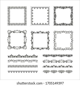 Marcos caligráficos antiguos. Marco de calígrafo ornado, bordes ornamentales retro-elegantes y adornos florales de fibra para la plantilla de certificado enmarcado.