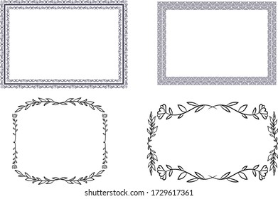 Vintage calligraphic frames. Ornate calligraph frame, retro elegant ornamental borders and filigree floral ornaments for framed certificate template.
