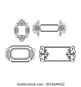 Vintage calligraphic frames. Ornate calligraph frame, retro elegant ornamental borders and filigree floral ornaments for framed certificate template. Isolated vector illustration signs set  2