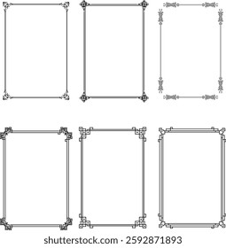 Vintage calligraphic frames. Ornate calligraph frame, retro elegant ornamental borders and filigree floral ornaments for framed certificate template. 