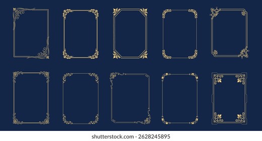 Vintage calligraphic frames. Ornate calligraphy frame, retro elegant ornamental borders, filigree floral ornaments for framed certificate template.
