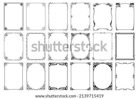 Vintage calligraphic frames. Ornate calligraphic frame, retro elegant ornamental borders, and filigree floral ornaments for the framed certificate template. Isolated vector illustration signs set