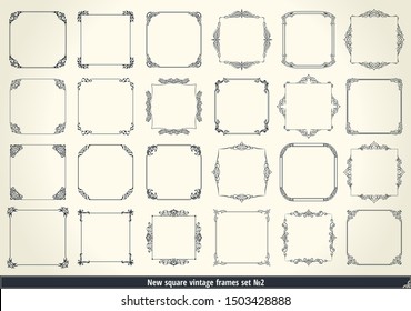 Vintage calligraphic frames set. Black and white vector border of the invitation, diploma, certificate, postcard. Empty blank and place for text.