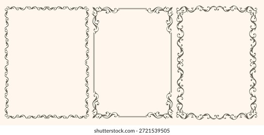 Quadros caligráficos vintage definir Quadros vintage para certificado, convite de casamento, papel timbrado, menu.