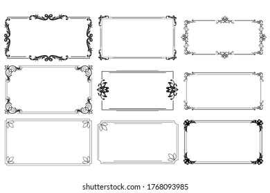 Vintage calligraphic frames. Set of isolated vector illustration signs. Vector illustration