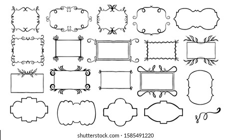 Vintage calligraphic frames set. Vector set of decorative frames. Black vintage ornaments and ornate border for the invitation, diploma, certificate, postcard. Empty blank and place for text.
