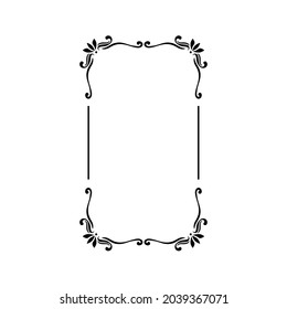 Vintage calligraphic frames vector icon. retro elegant ornamental borders illustration sign. old mirror Symbol.