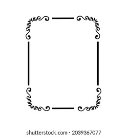 Vintage calligraphic frames vector icon. retro elegant ornamental borders illustration sign. old mirror Symbol.