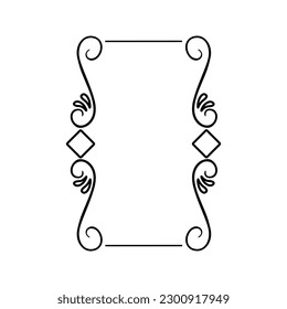 Vintage kalligrafische Rahmen Vektorsymbol. Retro-elegantes Zierrahmen-Illustrationszeichen. altes Spiegelsymbol.