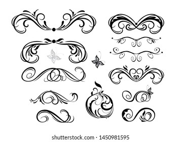 Vintage calligraphic headers collection for wedding design, fahion labels, menu card, restaurant, cafe, hotel, jewellery store, logo templates, monogram