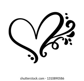 Vintage Calligraphic Love Heart Sign Vector Stock Vector (Royalty Free ...