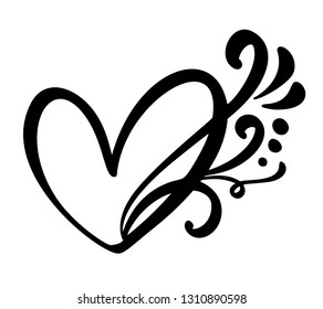 Vintage Calligraphic Love Heart Sign Vector Stock Vector (Royalty Free ...