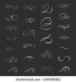 Vintage Calligraphic Page Design Elements Set 1
