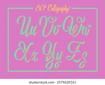 Vintage Calligraphic Script Font Set with Rough Textured Surface