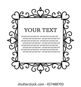 Vintage calligraphic template floral frame. Vector illustration