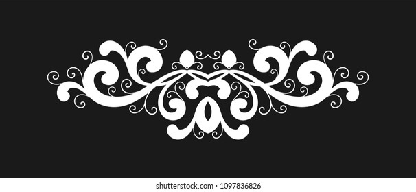 Vintage calligraphic vignette or divider for greeting card, wedding invitation, menu, postcard. Decorative border, swirls ornament and page decoration in retro style. Vector illustration.