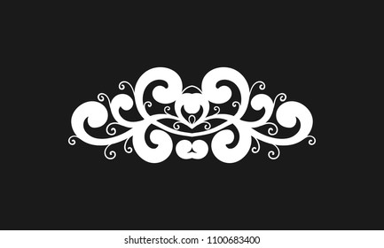 Vintage calligraphic vignette or divider for greeting card, wedding invitation, menu, postcard. Decorative border, swirls ornament and page decoration in retro style. Vector illustration.