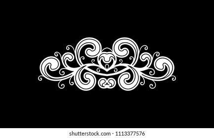 Vintage calligraphic vignette or divider for greeting card, wedding invitation, menu, postcard. Decorative border, swirls ornament and page decoration in retro style. Vector illustration.