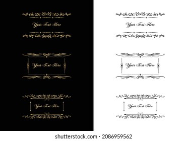 Vintage calligraphic vignettes and dividers, Vintage ornamental dividers, Hand drew decorative borders in retro style for greeting cards, banners, retro parties, wedding invitations, menus, postcards.