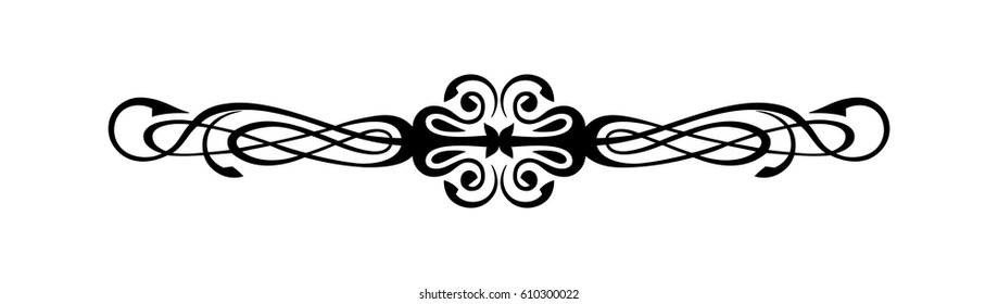 Vintage Calligraphic Wicker Rosette - Decorative Vignette with Floral Elements of Lines, Flourishes, Scrolls and Swirls Isolated in Black Vector - for Business, Logo, Menu, Greeting Card or Invitation