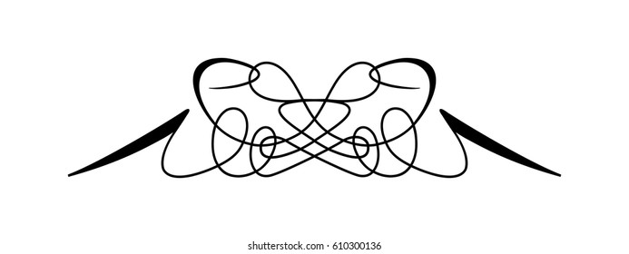 Vintage Calligraphic Wicker Rosette - Decorative Vignette with Floral Elements of Lines, Flourishes, Scrolls and Swirls Isolated in Black Vector - for Business, Logo, Menu, Greeting Card or Invitation