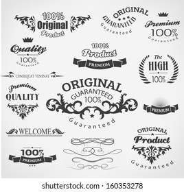 Vintage calligraphy, decoration design elements