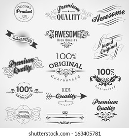 Vintage calligraphy, decoration design elements