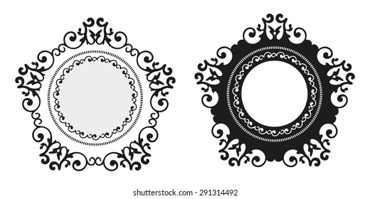 Vintage calligraphy decorative background, vector retro antique blank royal baroque border frame set