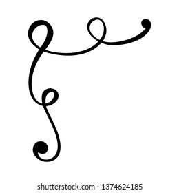 Vintage calligraphy scandinavian flourish vector corner. Design frame element for wedding, Valentines Day, birthday greeting card.