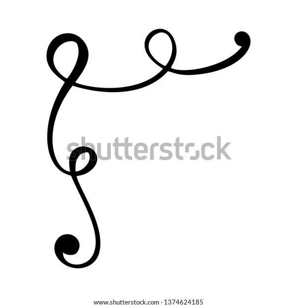 Vintage calligraphy scandinavian flourish vector\
corner. Design frame element for wedding, Valentines Day, birthday\
greeting card.