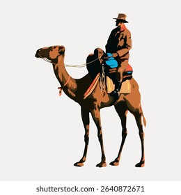 Vintage camel, illustration isolated on white, vector. 